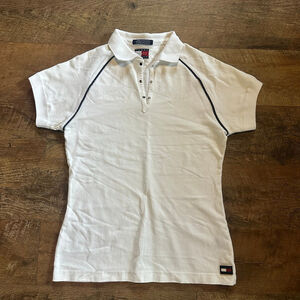 Women's Tommy Hilfiger Polo Shirt White/Navy Size M